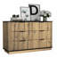 Rangement multifonctionnel à six tiroirs avec présentoir de table et poignées exquises, 47,2 x 15,7 x 29,6 po, coins arrondis en métal, armoire à assemblage facile dans un style moderne, coins pour, présentoir, à