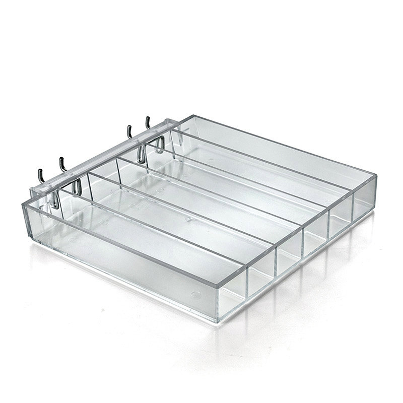Six Compartment Acrylic Tray for Pegboard / Slatwall / Counter, 2-Pack