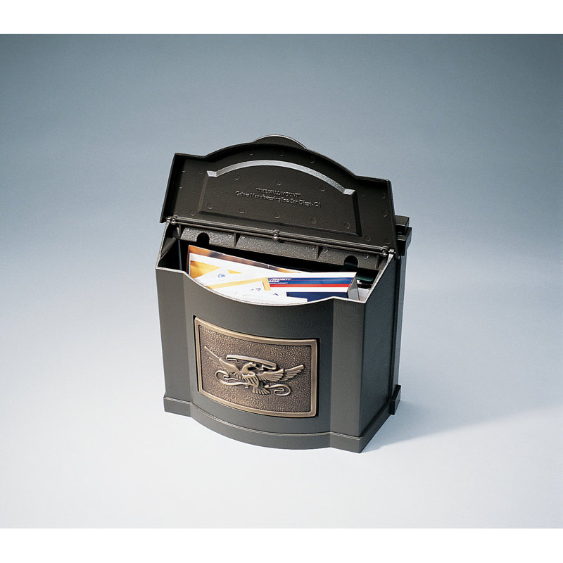Wallmount Mailbox with Brass Leaf, White/Polished Brass