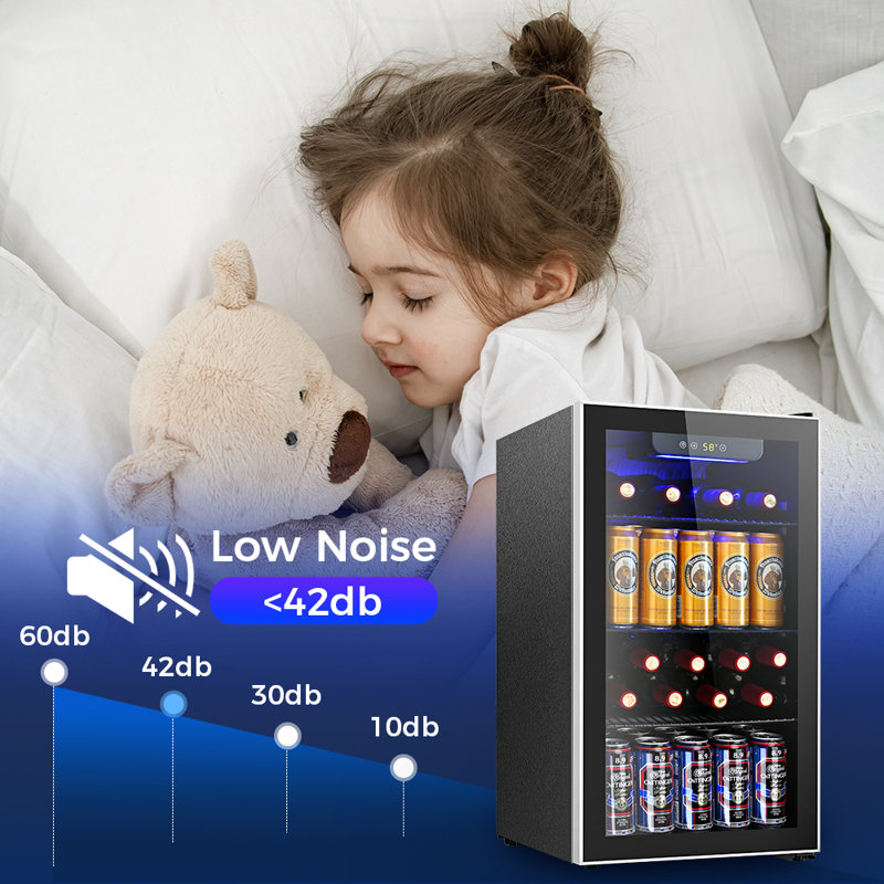 COWSAR 17.52'' 24 Bottle and 75 Can Single Zone Freestanding, Beverage Refrigerators & Coolers, Temperature Control, Reversible Door, Low Noise