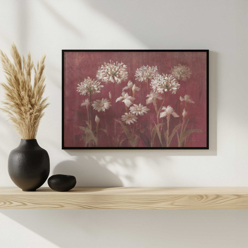 «Garden Flowers On Bourgogne» par Danhui Nai, reproduction d'art, H 24 po x l 36 po, Or