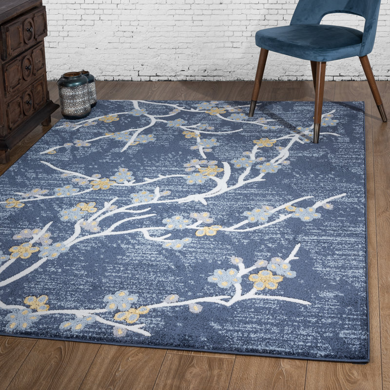 Tapis abstrait bleu, Rectangle 5 pi x 7 pi