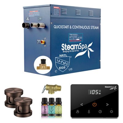 Oasis Series 12KW Steam Bath Generator With Continuous Steam Fully Wireless Control And Auto-Drain In Oil Rubbed Bronze