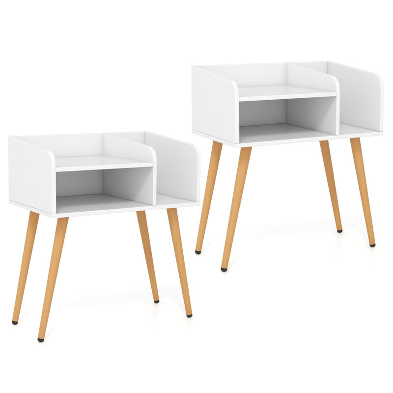 50cm W Metal Bedside Table, White