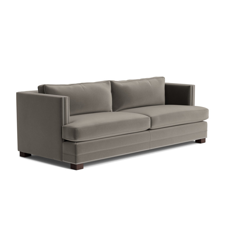 Keaton With Nails 94 Sofa, Brushed Nickel, Java, Performance Velvet - Graphite