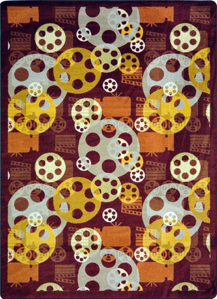Tapis bourgogne touffeté à motif abstrait Gaming and Entertainment, 5 pi 4 po x 7 pi 8 po