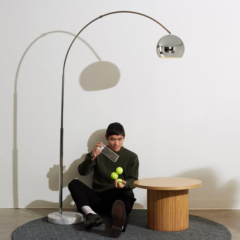 Adjustable Chrome Arc Floor Lamp with Marble Base