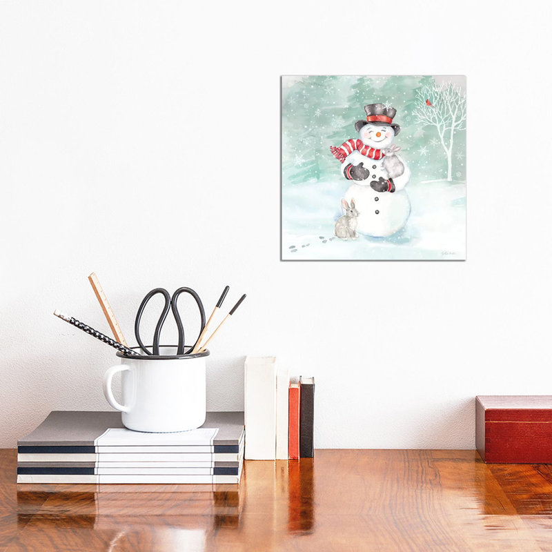 Let It Snow Blue Snowman VI by Cynthia Coulter - Wrapped Canvas Painting, 66.04 cm H x 66.04 cm W x 3.175 cm D