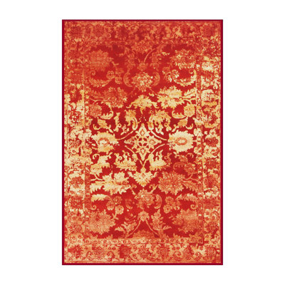 Tapis contemporain rouge / jaune Nia