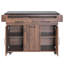 Îlot de cuisine noyer brun avec deux portes, porte-poubelle, abattant pliable, tablette ajustable, grande armoire à épices