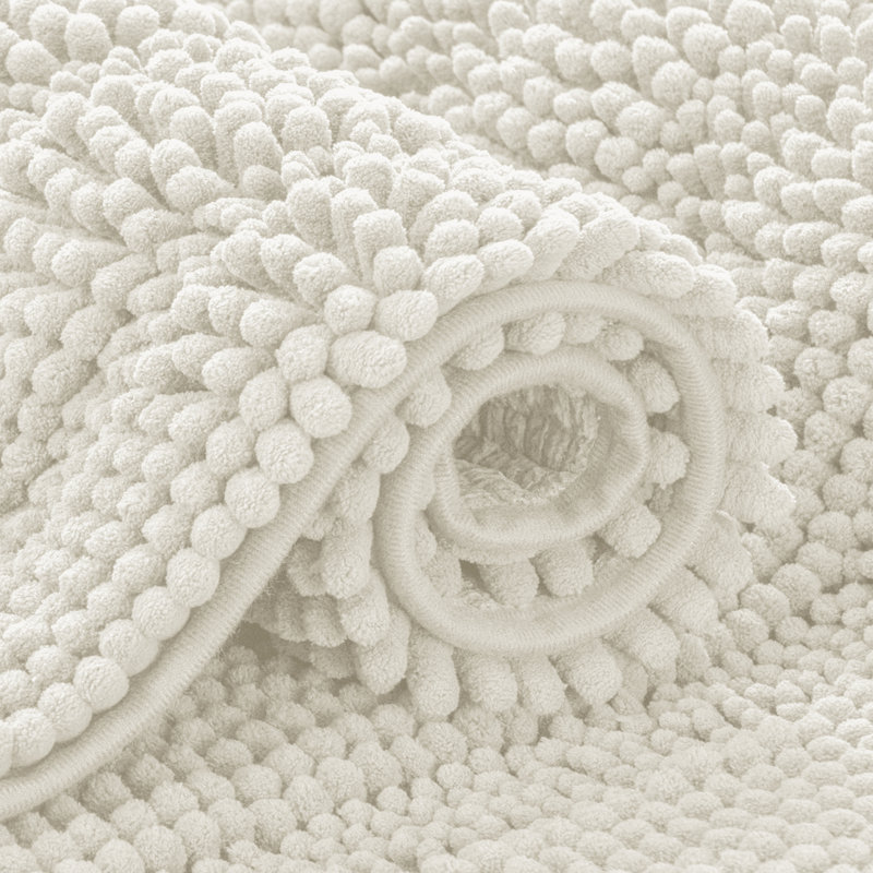 Aspire Homeware Ultra-Soft Chenille Bathroom Rug Mat with Non-Slip Backing, White, Reactangle (50cm W x 80cm L)