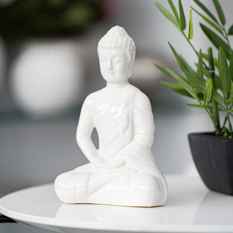 Statue de Bouddha blanc brillant 8 "pour décoration de table Marcott
