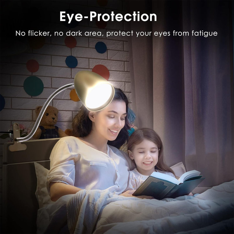 Tindaro Clip On Lamp, LED Eye Protection Desk Lamp