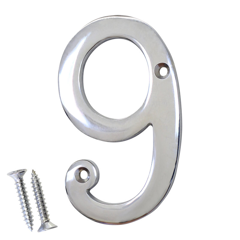 Numéro de maison 4 po, Chrome poli, 9