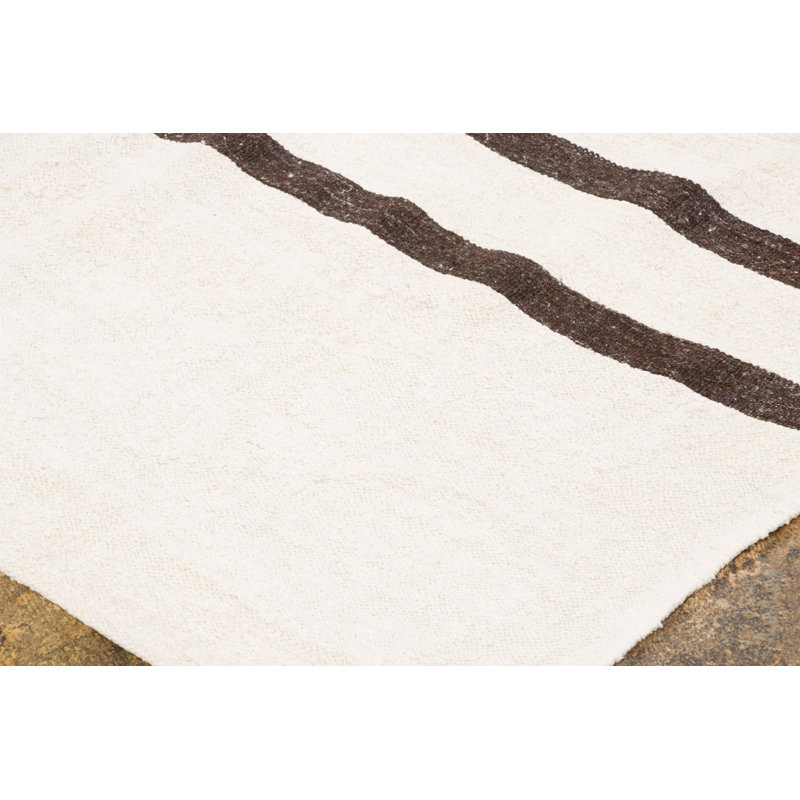 Vintage Turkish Kilim Hemp Rug with Brown Stripes by Rug & Kilim, 1950-1959, Black
