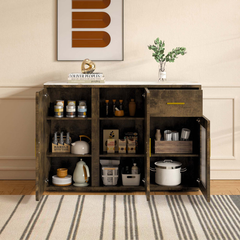 Armoire de rangement contemporaine en bois: Buffet décoratif élégant avec portes pour une utilisation polyvalente dans la chambre à coucher, le salon, la cuisine et le couloir