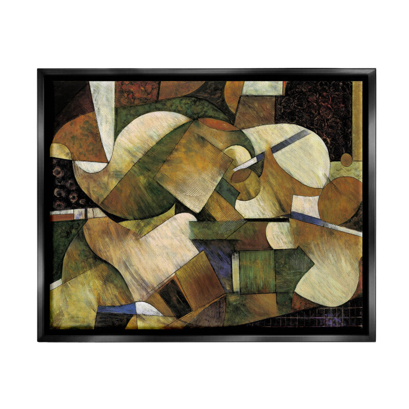 Layered Shapes Cubism Arrangement, estampe numérique par Jonathan Parsons, H 25 po x l 31 po x P 1,7 po, Cadre flottant noir