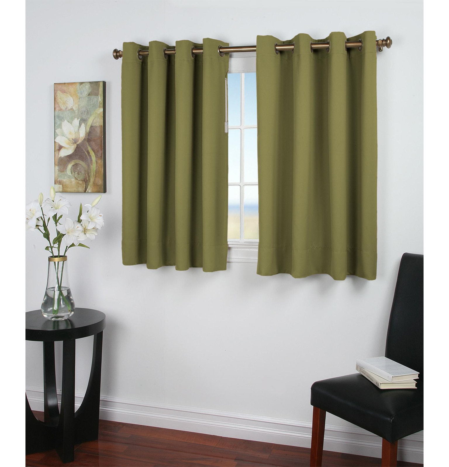 Ardelle Blackout Polyester Curtain, 56" W x 54" L, Sand with Antiqued Bronze Grommets