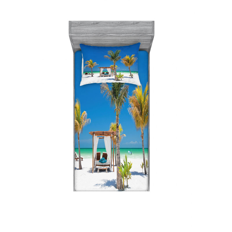 Ensemble de literie pour les lits de plage entre palmiers, Ensemble de draps pour lit simple TG avec drap-hou