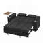 Canapé-lit en chenille noir avec accoudoirs avec rangement, port USB et table d'appoint-1054911331
