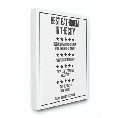 «Five Star Bathroom» par Daphne Polselli - impression d'art textuel cadre flottant