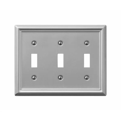 Amerelle Chelsea Brushed Nickel 3 gang Stamped Steel Toggle Wall Plate 1 pk