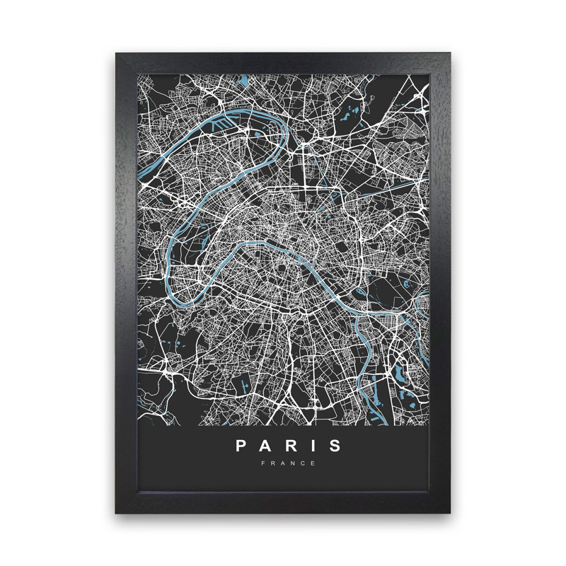 Paris - Print, 34cm H x 25cm W x 3cm D, Black Paper