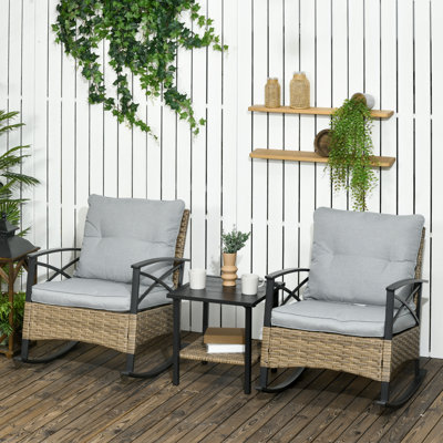Amira Rocking Chair Set w/ Two-tier Table Bistro Set