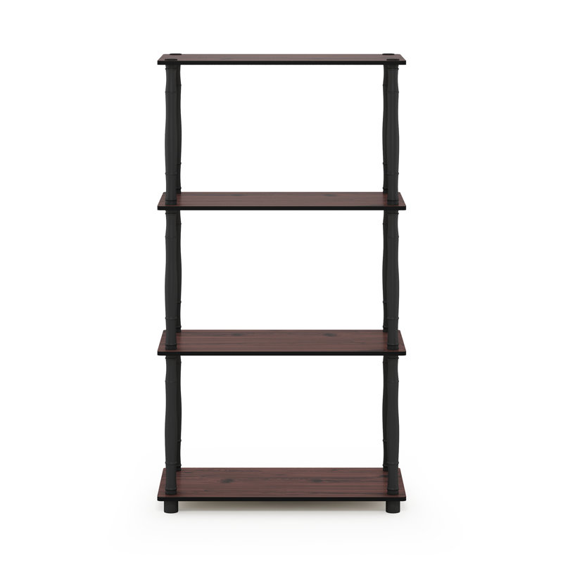 Johnston 4 Tier Toolless Assembly Shelving Unit Bookcase, Dark Cherry/Black Classic Tubes