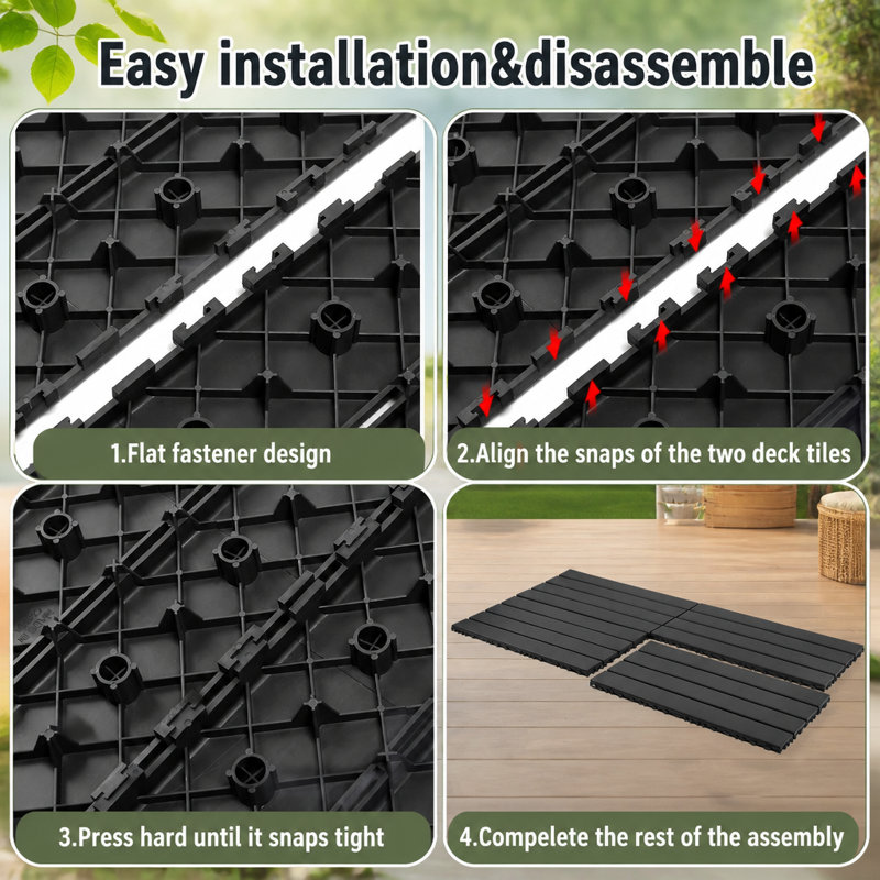 22-Piece Dark Gray Interlocking Deck Tiles for Easy Installation, Perfect for Indoor and Outdoor Use, Balcony, Backyard, and Poolside Areas