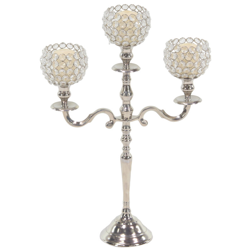 Candélabre traditionnel à 3 perles Bobeche