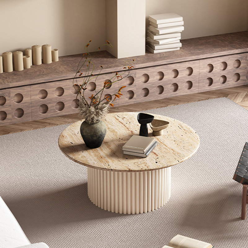 Table basse Light Luxury, Crème, H 13,77 po x L 23,62 po x l 23,62 po