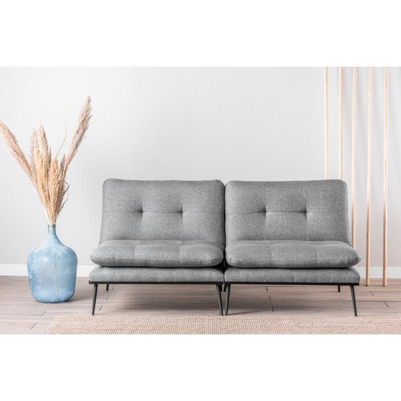 Modern 3-Seat Sofa-Bed, Grey Polyester Fabric, 70.9 x 37.4 x 37.4 inches | Sturdy 100% Metal Frame, 4-Level Adjustable Backrest | 32 DNS Foam & Fiber Coating for Comfort | 660 lbs Weight Capacity | Perfect for Home & Guest Rooms