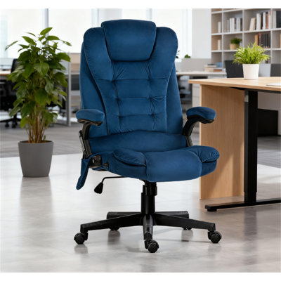 Fauteuil de bureau vibrant à haut dossier en velours