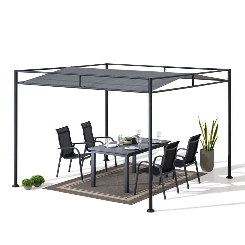 Sunjoy 10' x 10' Outdoor Pergola, Darkeford Metal Pergola with Sling Fabric Sun Shade Canopy for Outdoor Patio, Garden,Yard, Deck, Entertaining