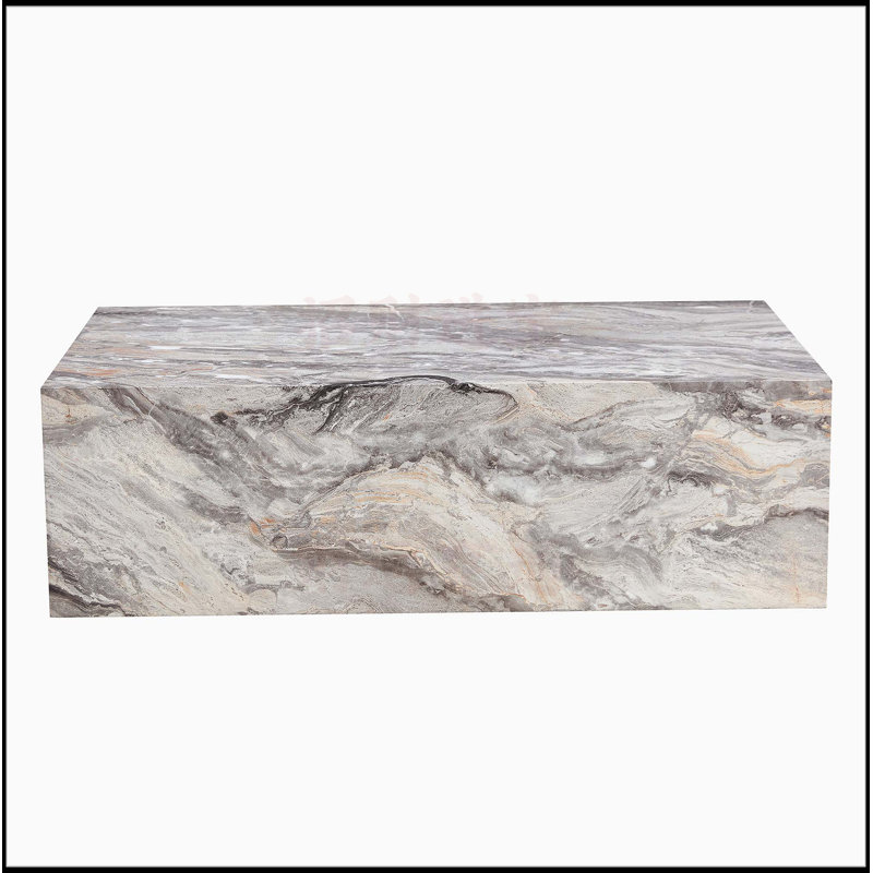 Inch Stone Pattern MDF Coffee Table, Gray, 11.81" H x 39.37" L x 23.62" W