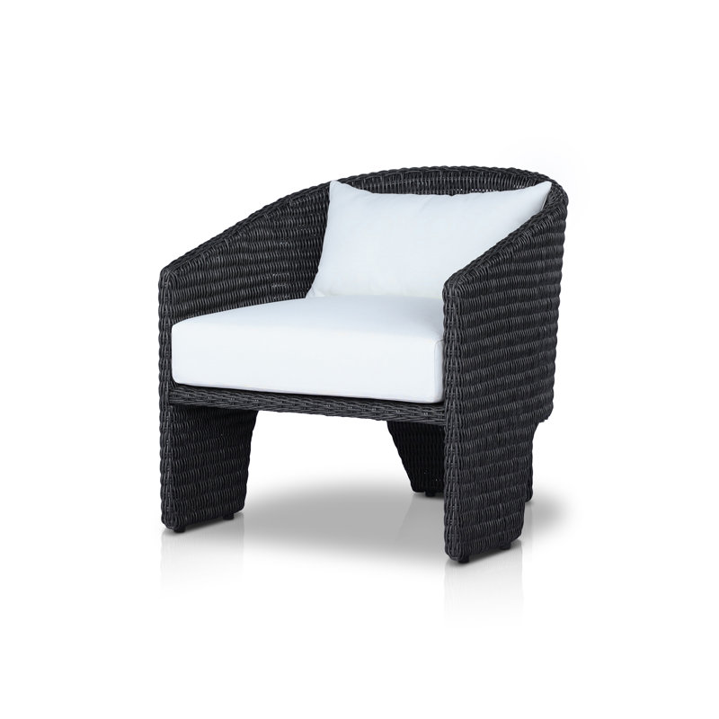 Chaise de patio avec coussin Charies, Gris anthracite rétro / blanc