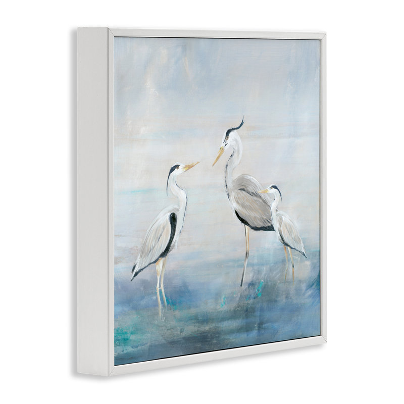 Giclée encadrée de la famille Coastal Heron, design par Lily K., H 12 po x l 12 po