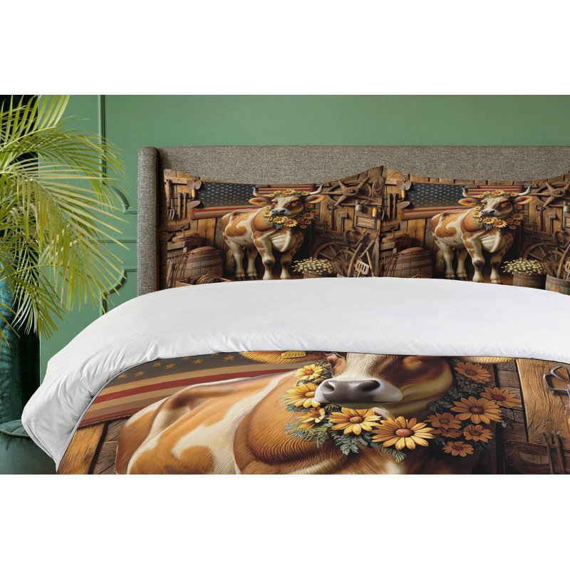 Rustic Duvet Cover, California King Duvet Cover + 2 Standard Shams