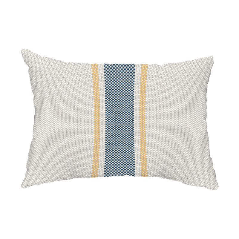 Grain Striped Outdoor Reversible Throw Pillow, Yellow