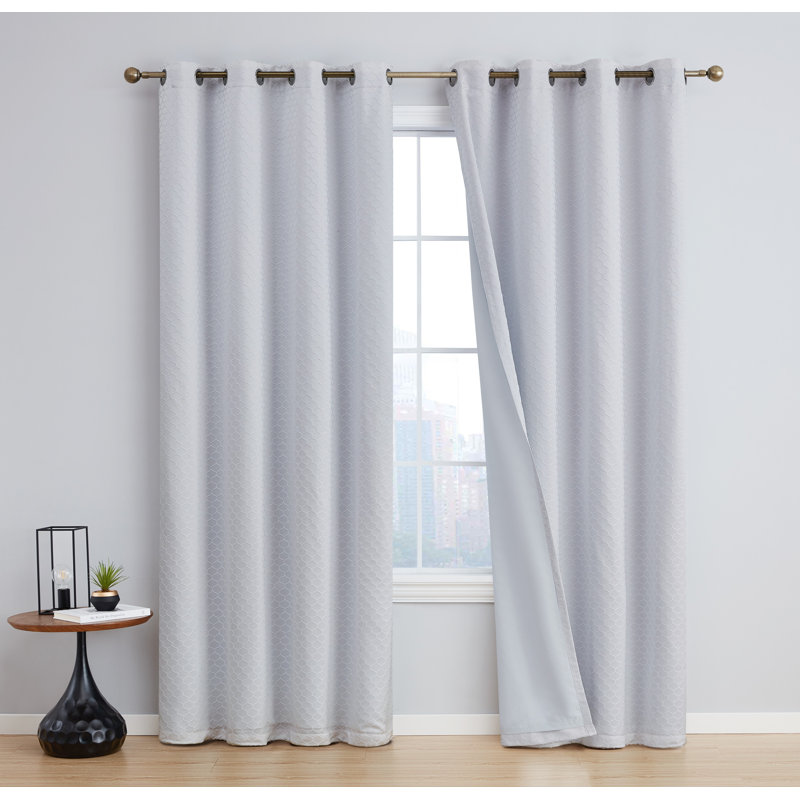 Alacam Blackout Curtain Pair, 50"W x 108"L, White