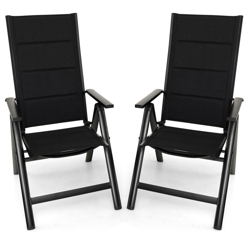 Ensemble de 2 chaises de patio pliantes pour l'extérieur avec siège rembourré