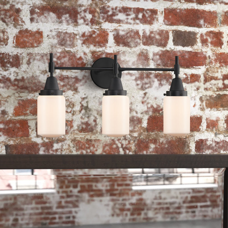Éclairage pour meuble-lavabo à 3 lumières à intensité variable Gayle, Ampoule DEL rétro 4 watts, Nickel satiné, Blanc mat