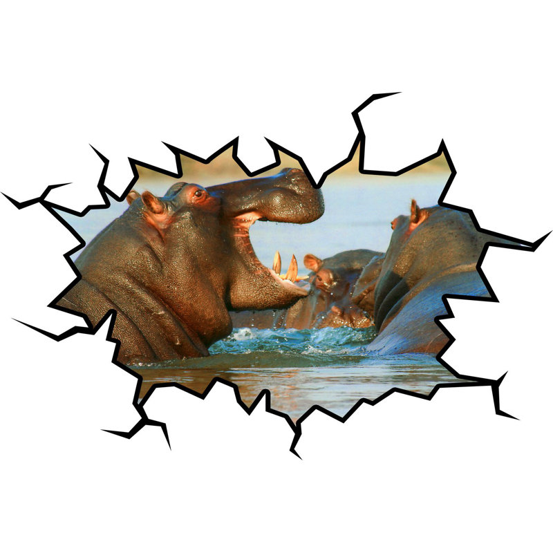 Décalcomanie murale trou hippopotamus, null