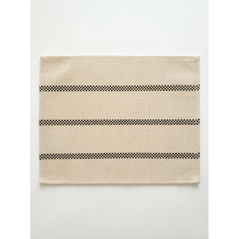 Black Regatta Stripe Indoor Outdoor Placemat, Black