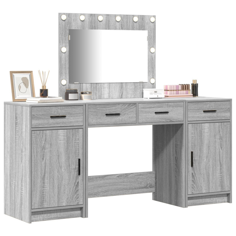 Dressing Table with Mirror, Grey Sonoma