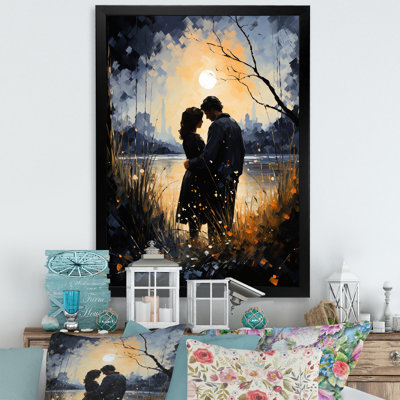 Romantic Couple Landscape Embracing The Sunset III - Romantic Landscape Wall Art Living Room
