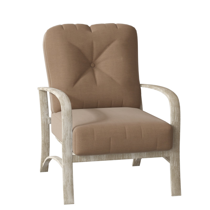 Chaise de patio Fremont, Toile Sunbrella® beige chiné, Blanc patiné