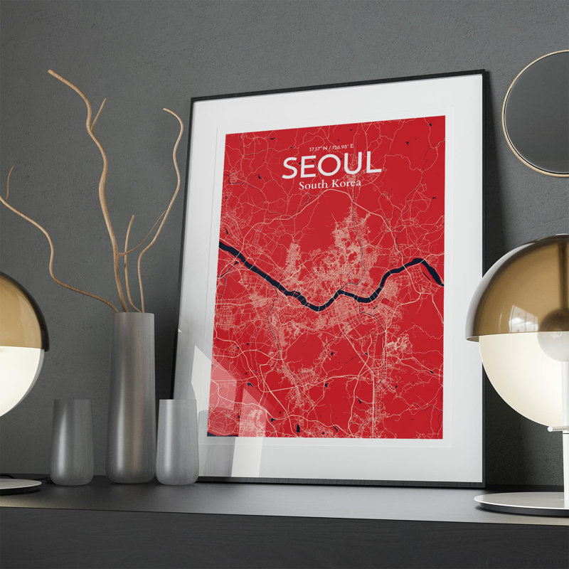 Seoul City Map In Nautical - No Frame Print, 27.6cm H x 19.7cm W x 0.05cm D