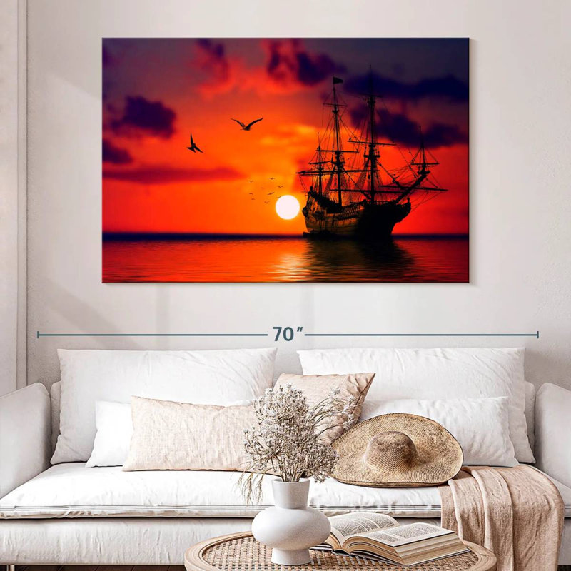 Mehar Ship Sunset, 34" H x 51" W